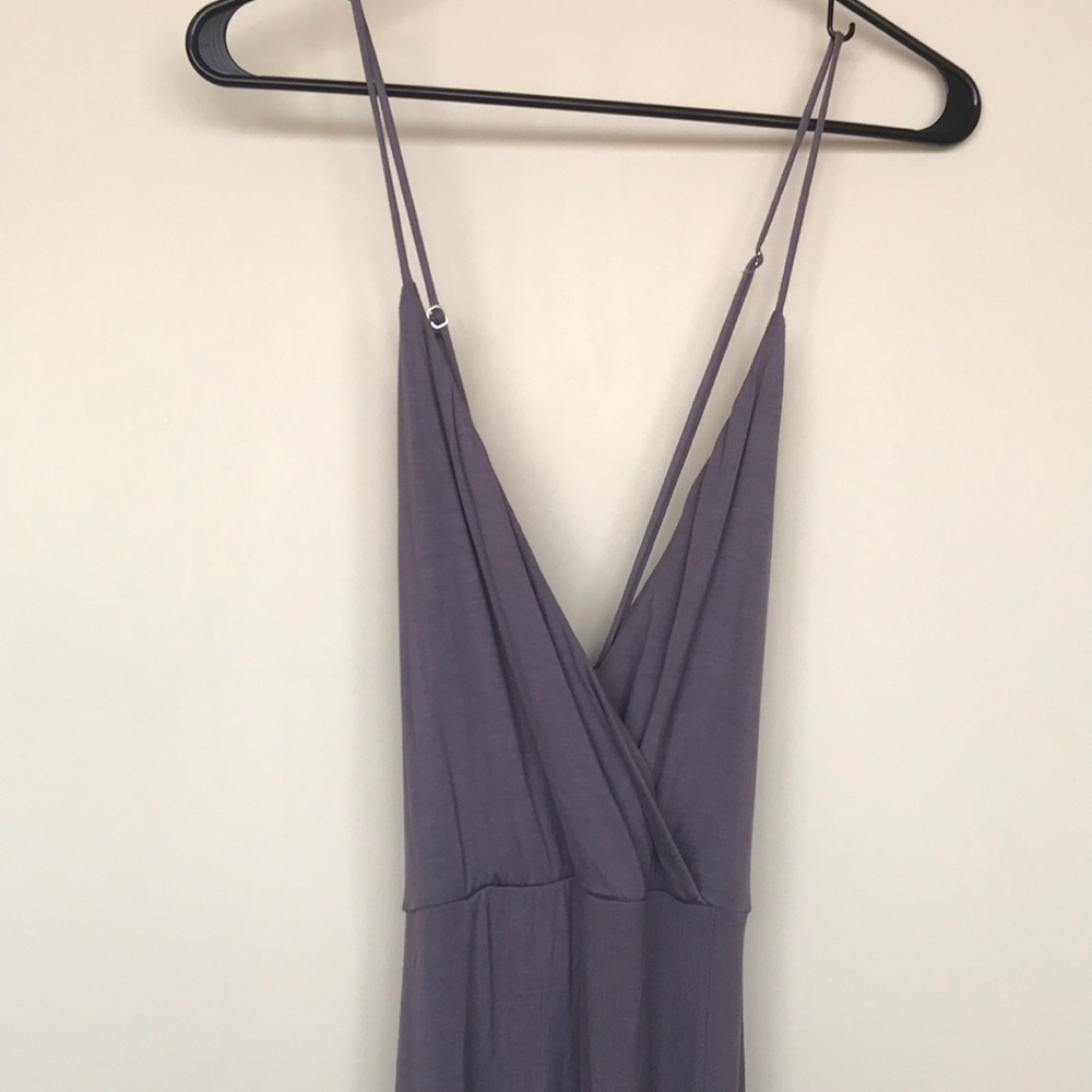 Purple maxi slit on left side. Beautiful open back